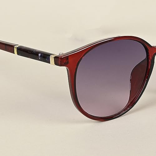 Image of Voyage UV Protected Brown Round Sunglasses for Women
