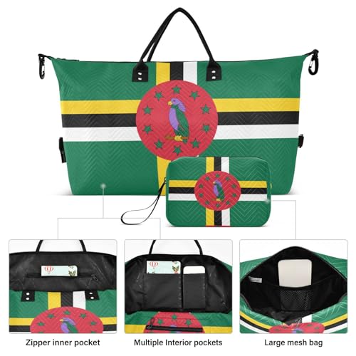 Aflyko Patriot Flag Travel Duffel Bag Dominica Flag Sport Tote Gym Bag Weekender Overnight Bag for Men Women Flight Approved Carry On Bag Fitness Dance Go-To Bag Daily Bag3