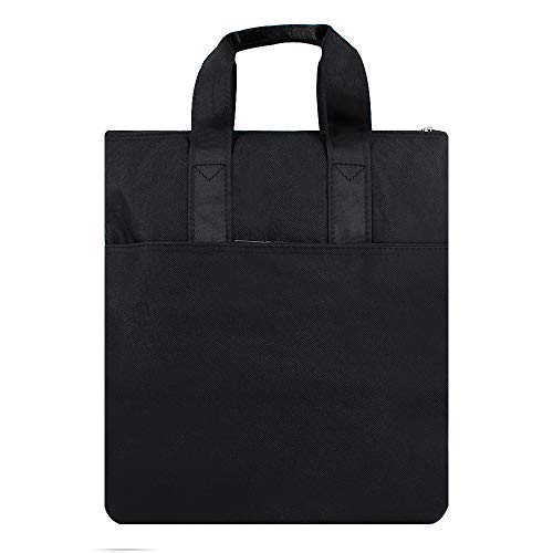 CLARA Vertical Portable Canvas Briefcase Waterproof Zipper Document Handbag File Organizer Tote Bag Black