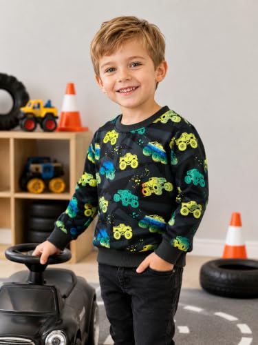 Image of Popshion Toddler Boys Sweatshirt Cotton Lightweight Kids Winter Warm Sweater Crewneck Pullover Tops