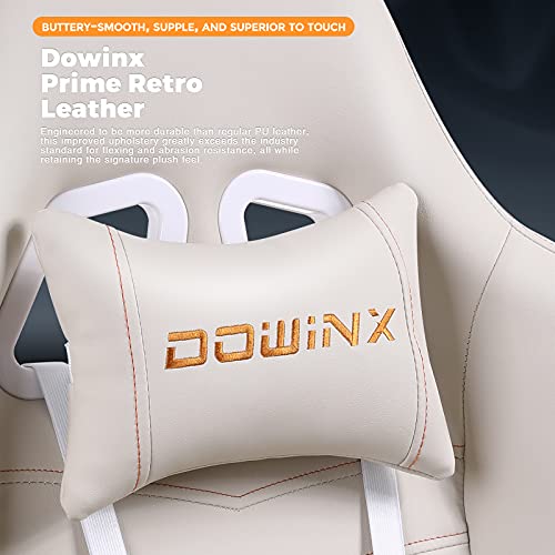 Image of Dowinx Gaming Chair Big and Tall, Ergonomic Game Chair for Adults with Footrest and Massage Lumbar Support, High Back Computer Gamer Chair PU Leather, 350Lbs, for Office, Home, Ivory