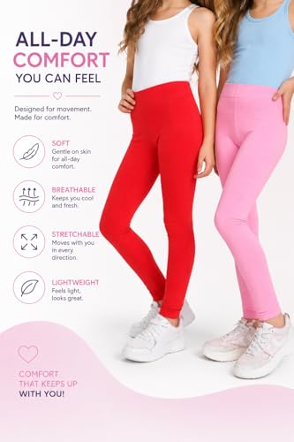 Image of BODYCARE Girl's Skinny Fit Girls Leggings Pack of 2- Soft Stretch Lycra Full Length Pants for Kids - School Casual Dance Gym Everyday Wear