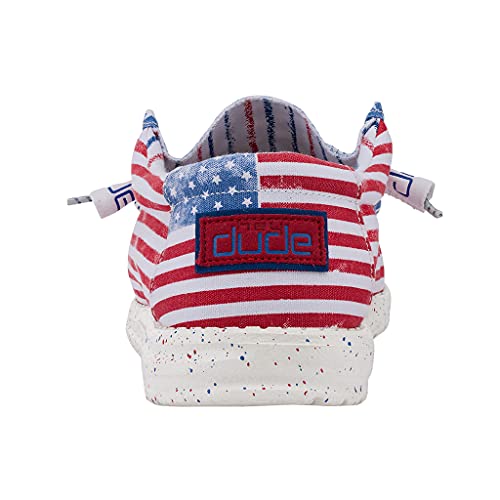 Image of HEYDUDE Men's Wally Patriotic Slip On Shoe | Lightweight Canvas Loafers with No Tie Laces