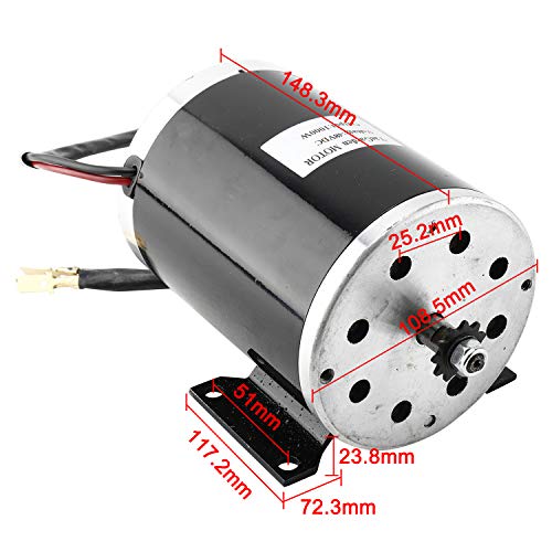 Yaegarden 1000W Electric Brush DC Motor 3000RPM DC Motor 48V Electric DC Motor Brushed Motor With Mounting Bracket