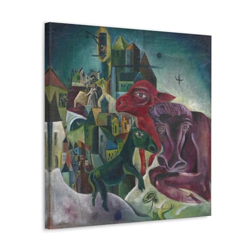 Max Ernst impression sur toile moderne 50x50 cm décoration murale salon motif ville animaux