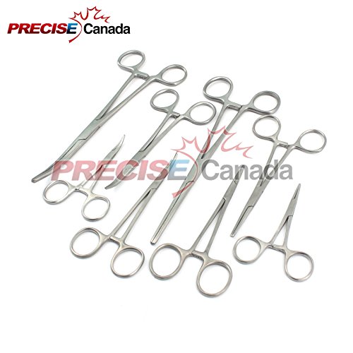 PRECISE CANADA: Ultimate HEMOSTAT Set, 8 Piece Ideal for Hobby Tools, Electronics, Fishing and Taxidermy (7.25