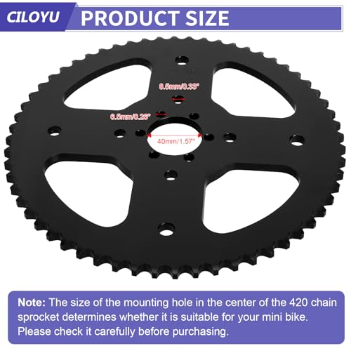 Image of High Torque 60T Sprocket 420 Chain with 90 Link Mini Bike Rear Chain | Mini Bike Sprocket and Chain Kit 40mm Bore Replacement for Coleman BT200X CT200U-EX CT200U CT100U Baja MB200 DB30 Parts