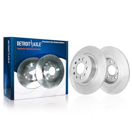 Image of Detroit Axle - Rear Brake Kit for 2014-2020 Fiat 500L, Disc Brake Rotors | 2015 2016 2017 2018 2019 Ceramic Brake Pads with Hardware Replacement 10.39 inch inch Rotors