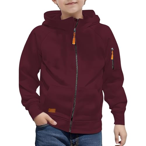 Boys Zip Up Hoodie,Soft Basic Long Sleeve Hooded Pullover Sweatshirt Jacket for Kids Clothes with Pocket2