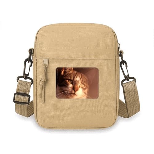 Sac téléphone portable motif chat avec bandoulière réglable pour femme
