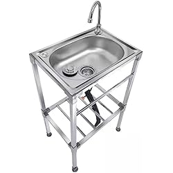 Fregadero Cocina 1 Seno Inox Con Grifo Fregadero Portatil Independiente Con Soporte Fregadero Pequeño Para Bar Camping Jardin Pila Fregadero Exterior (Size : 38x33x83cm)