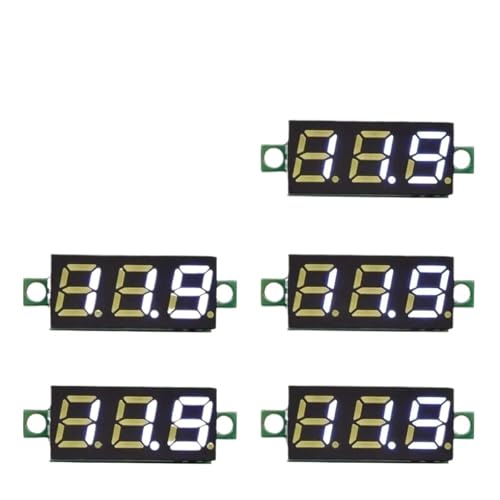 5個 0.28インチ マイクロLED デジタル電圧計 DC 0-100V 2.3-30V 赤 青 緑 Vテスターメーター 検出器 車 自動車 バイク(5pcs White LED,DC 0-100V 3cable)