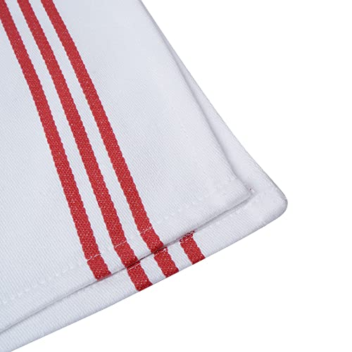 Simcs Handicrafts Red White Stripe Set Of 6 Kitchen Dish Towels 20X30 Inch Extra Large Size Highly Absorbent 100% Cotton Hand Towel Mitered Corners For Bar & Tea And Household Use With Hanging Loop #TOP4