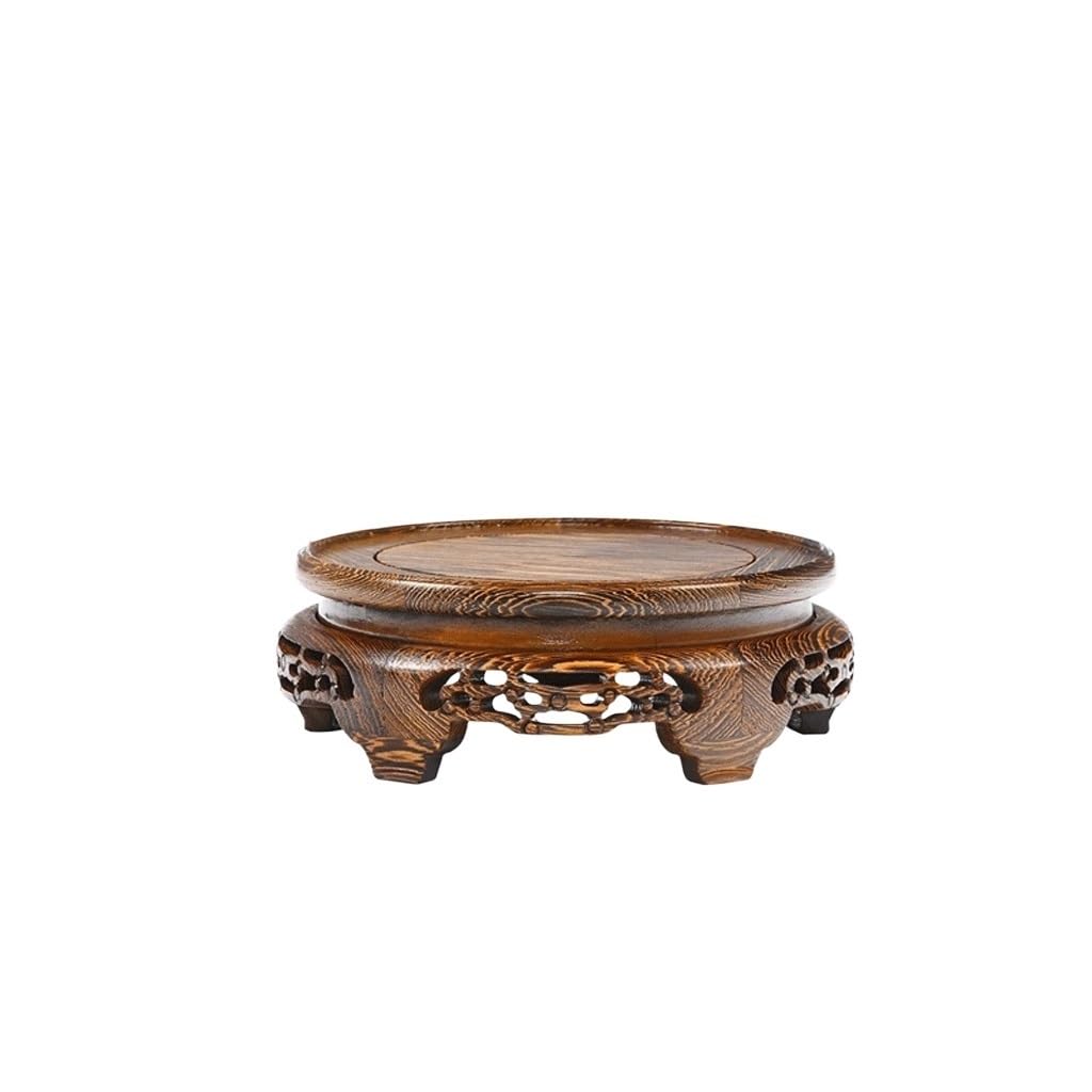 Vaso Bonsai Rotondo in Legno massello, Grande Vaso Bonsai, Vaso da Fiori Artigianale, Ornamenti, Base per Acquario, Supporto per teiera, Base per espositore