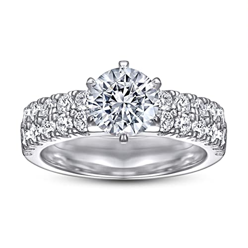 Bague en argent véritable avec double rang de zirconium à offrir pour un mariage unique