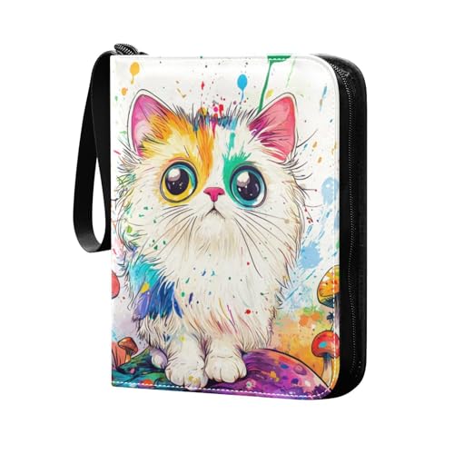 Álbum de fotos con fundas extraíbles de doble cara para niños y niñas, juguetes de regalo chic y lindo gato goteando pintura