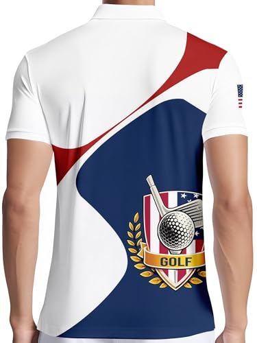 Image of PAGYMO Funny Golf Shirts for Men Crazy Printed Pattern Novelty Moisture Wicking Performance Mens Polo Shirt