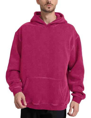 Hatant Oversized Vintage Acid Wash Sweatshirt for Men and Women, Magenta, Large2