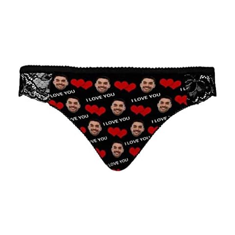 M YESCUSTOM Women's Lace Underwear Knickers Personalised Photo Printed Lace Panty, Custom Sexy Lingerie Briefs Cover