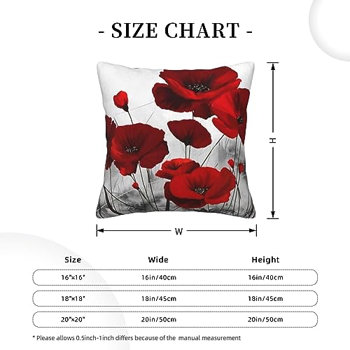 Housse de coussin coquelicot rouge en velours côtelé noble
