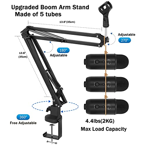 image for Luling Arts Boom Arm Suspension Mic Heavy Duty Microphone Arm for Blue