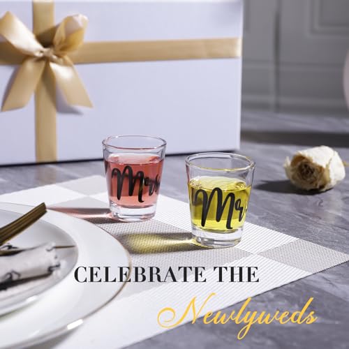 JOVGANK Wedding Gifts for Couples 2026, Bridal Shower Gifts, His and Hers Glass, Mr and Mrs Shot Glass, Hubby and Wifey Gift, Anniversary Couples Gift for Bride and Groom - Image 3