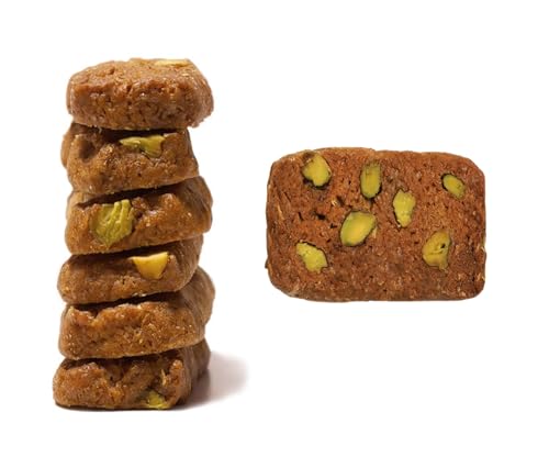 18 Carati | Esmeralda Viva | Galleta integral con pistachos, miel italiana y jengibre | Galletas artesanales italianas hechas a mano | Sin leche | Caja de regalo de 130 g