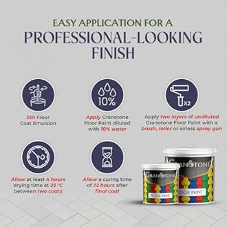 GRANOTONE Floor Paint 1 Litre Orange Colour Polyurethane and Acrylic Polymer Based Concrete Sealer Anti Slip Thick and Durable for Cement Floor and Tiles Made in India