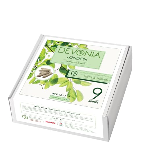 Devonia Tree & Shrub Fertiliser Large Spikes (9 Pack) | Slow-Release Root Feed | NPK 15-3-3 | All-Season Plant Food | Feeds Continuously For 2 Months | For All Types Of Trees & Shrubs | Plant Feed