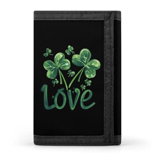 St Patricks Day Love Shamrock Trifold Wallet Slim Credit Card Holder for Women Men
