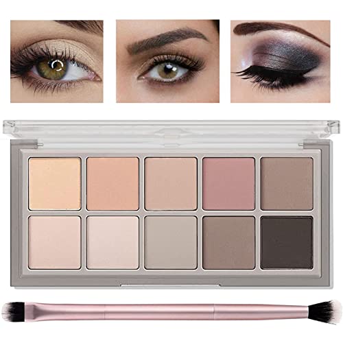 Miniling 10 Colors Eyeshadow Palette Smooth Matte Nude Eyeshadow Makeup Palette With Professional Eyeshadow Brush, High Pigmented, Blendable Long Lasting Neutral Eye Palette, Easy To Use - 04# #TOP13