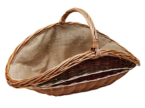 Weidenkorb, Holzkorb, Kaminkorb aus Naturweide, mit Jute vernäht (L) 70 x (B) 42 x (H) 26/40 cm Cover