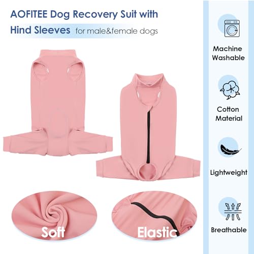 Image of AOFITEE Extra Large Dog Recovery Sleeve, Recovery Suit for Hind Legs, Anti Licking Rear Leg Sleeve for Female Male Dogs, Wound Cover for Rear Leg and Abdomen, Dog Cone Alternative Pink 2XL