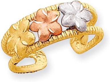 His & Hers Jewelers 14k Two-tone & Rhodium Plumeria Toe Ring