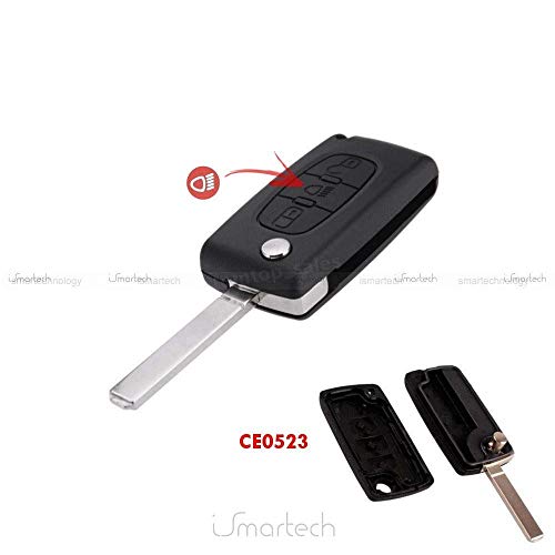 1neiSmartech Clé De Voiture Télécommande Coque 3 Boutons Citroen C2 C3 C4 C5 C6 Xsara Picasso V1 Avec Lame