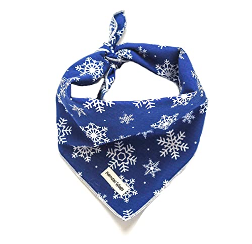 Christmas Snowflakes Medium Dog Bandana - 100% Cotton for Dogs, Cats & Puppies. Dress Up Pets with These Beautiful Accessories