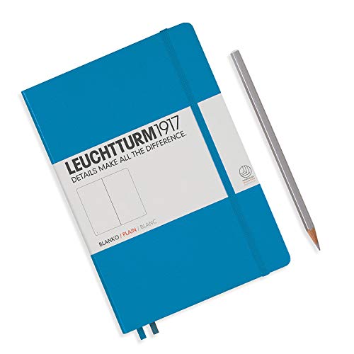 Image of LEUCHTTURM1917 - Notebook Hardcover Medium A5-251 Numbered Pages for Writing and Journaling (Azur, Plain)