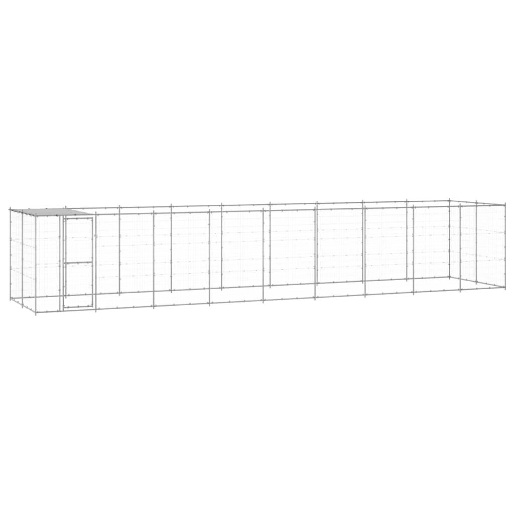 Cuccia esterna in acciaio zincato con tetto, 21,78 m² | Rete perimetrale ventilata, porta con chiavistello, tetto in polietilene resistente all'acqua