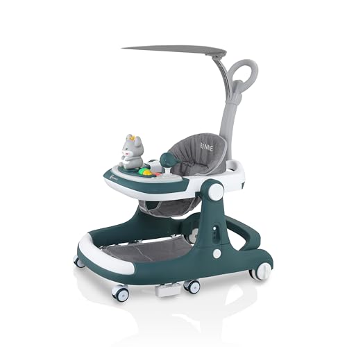 Image of Bunnie Baby Activity Sumo Walker, Adjustable Infant Walking, Removable Toy Tray, Safety Lock Wheels, and Parental Handle, Perfect for Toddlers Learning to Walk Indoors, 6-Wheel Design - Dark Green