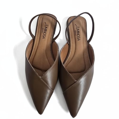 LUMINOSA Women’s Pointed-Toe Slingback Flats for Women