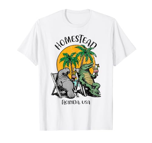 Homestead Florida USA - Divertido diseño de cocodrilo de manatí Camiseta