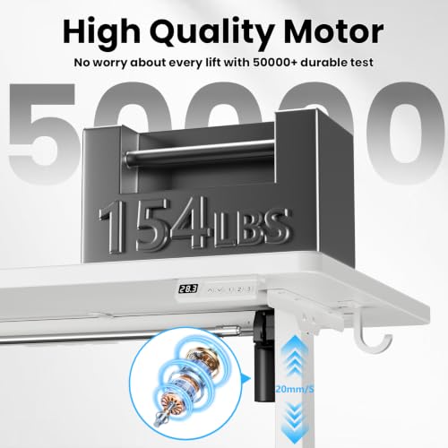 Image of 32 inch Electric Standing Desk, Small Desk 3 Adjustable Height White