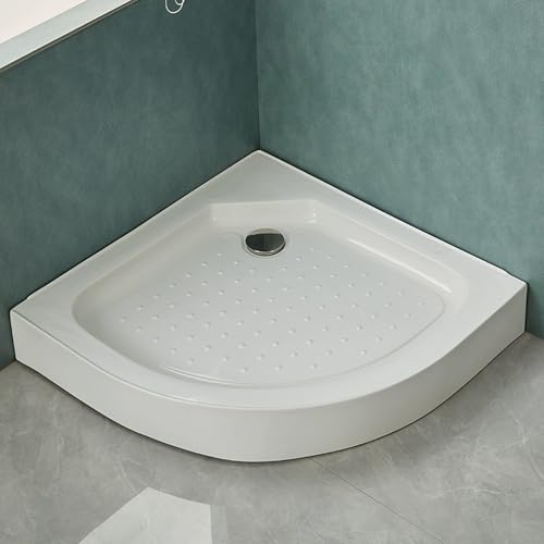 Cabina de ducha portátil para uso doméstico, plato de ducha acrílico antideslizante con desagüe moderno de 80 x 80 x 14 cm, base para baños, fácil instalación, diseño elegante