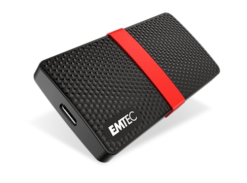 EMTEC - Disque SSD Externe Portable - 3.2 Gen1 - Collection X200 Power Plus - 3D NAND - 512 Go - Ultra-Performant - Format Poche - Coque Plastique 100% Recyclé