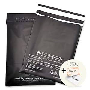 100% Compostable Biodegradable Mailers | Reusable Poly Bags | Zero-Waste Double-Seal Extra Thick | Shipping Envelopes Pouches | Certified Green Packaging – Size 14.9″ x 19″
