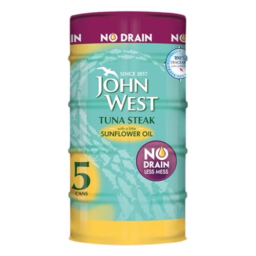 John West Tuna Steak in Sunflower Oil No Drain 5 x 110g Cans High Protein