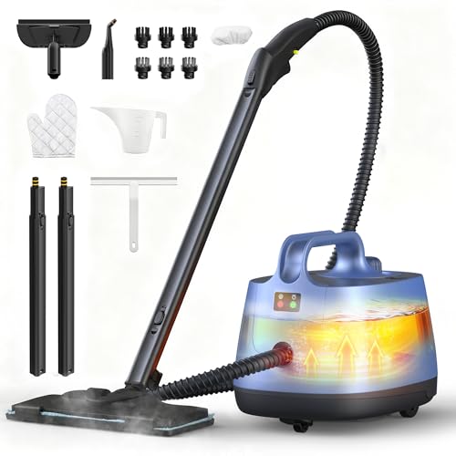 Image of Steam Cleaner for Home, 293F 5-Bar High Pressure Powerful Multipurpose Handheld Steam Mop, 21 Attachments, 50Oz Capacity, Heavy Duty Steamer for Floors, Cars, Tiles, Crack Cleaning, Turquoise