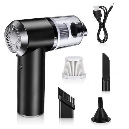 WELLUCK 2 in 1 Portable Mini Car Vacuum Cleaner with Blower Rechargeable Wireless Handheld Vaccine Cleaner Vaccum for Home and Car, Cordless Small Air