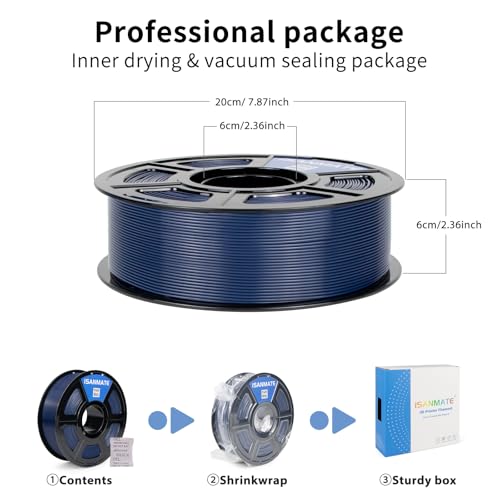 Image of iSANMATE 3D Printer Filament ASA Navy Blue, UV & Weather Resistant ASA Filament Perfect for Outdoor Functional Parts, for Bambu Lab 3D Printers,AMS,AMSLite, 1kg Spool (2.2lbs)