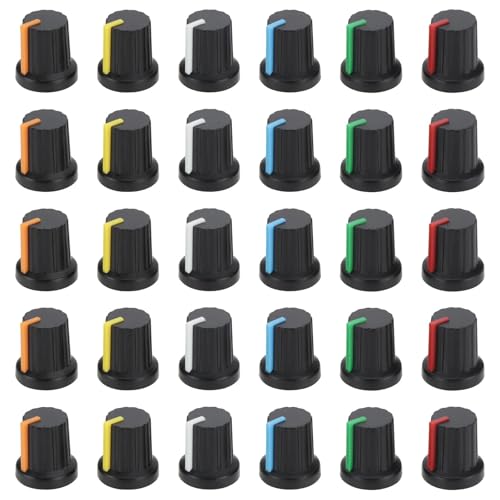 Capuchon plastique potentiomètre 6mm WH148 | Lot 30 boutons rotatifs 15x17 mm multicolores